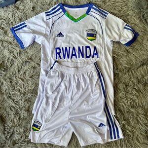 Adidas White and Blue Rwanda Soccer Jersey